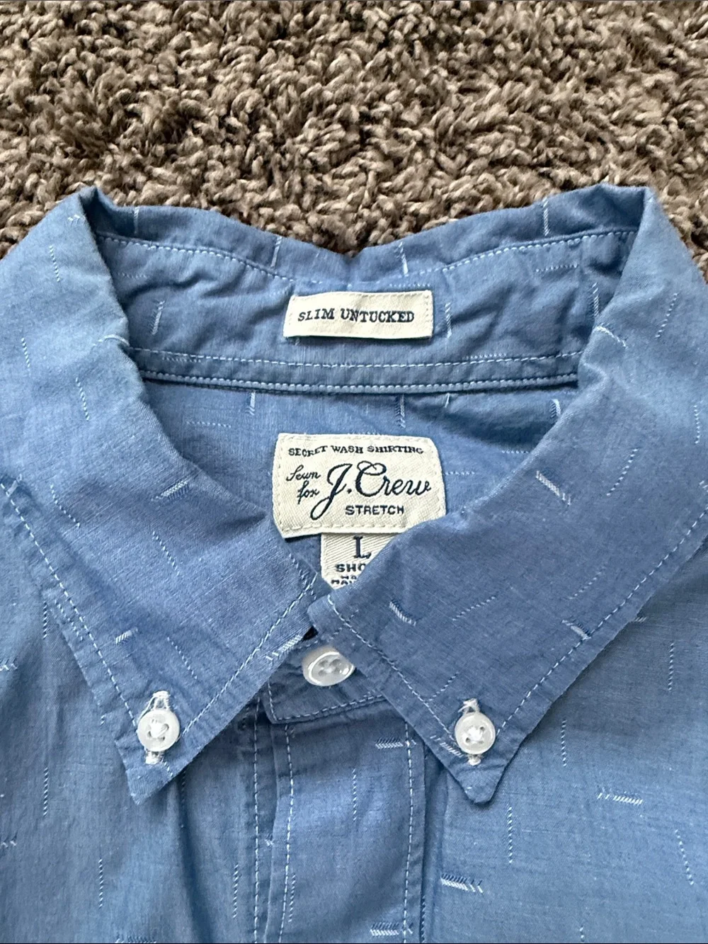 J. Crew Light Blue Patterned Cotton Button-Down Shirt